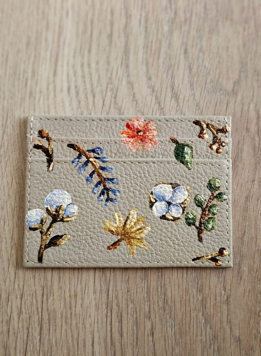 Card Holder Beige X Colorful Flowers