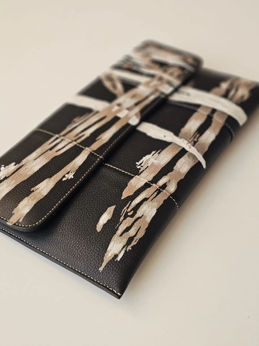 Leather Envelope Black Base X Beige