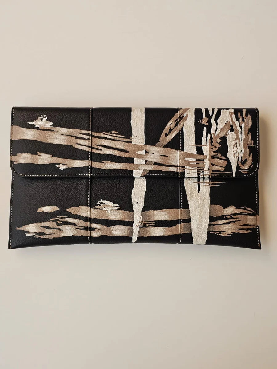 Leather Envelope Black Base X Beige