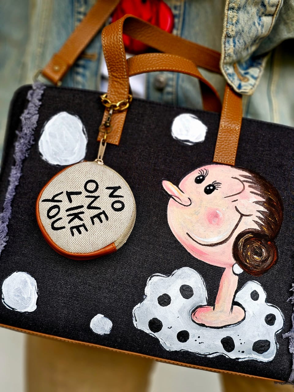 Black Jeans Tote Bag Olive