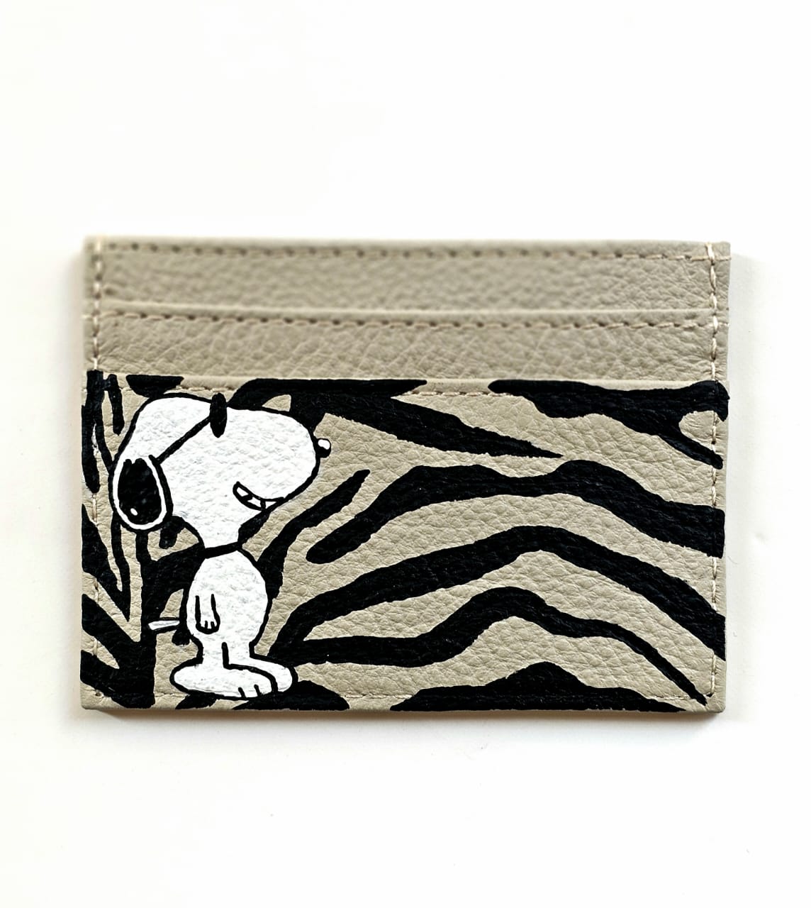 Card Holder Beige Base X Black Stripes