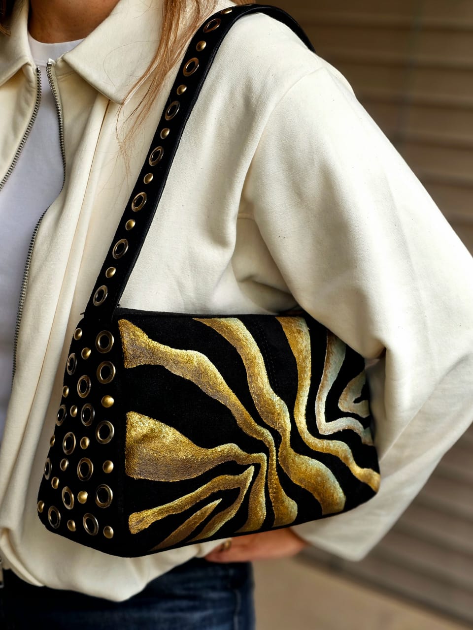 Chamois Studded Shoulder Bags