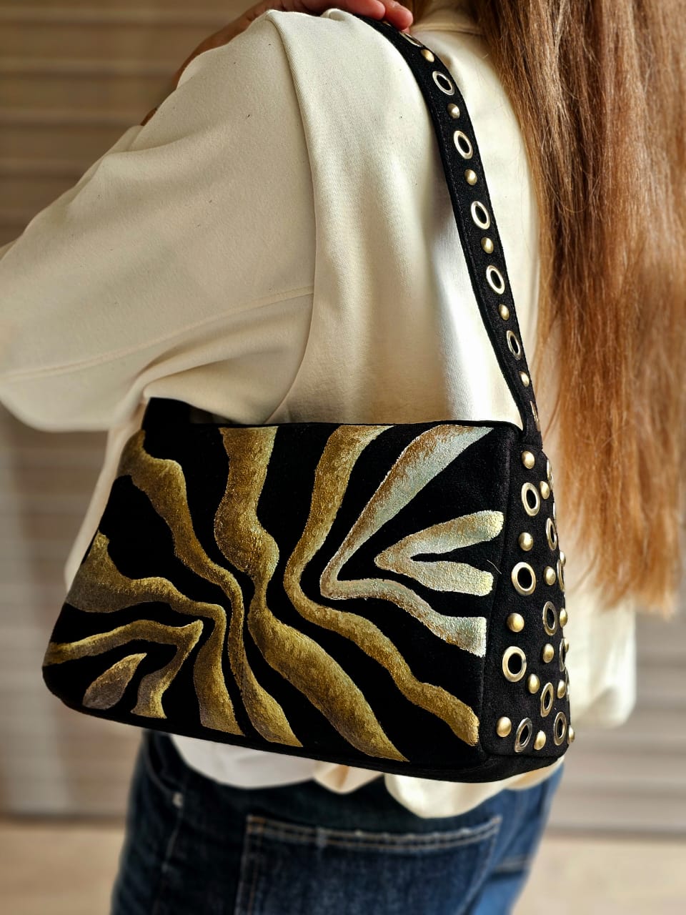 Chamois Studded Shoulder Bags