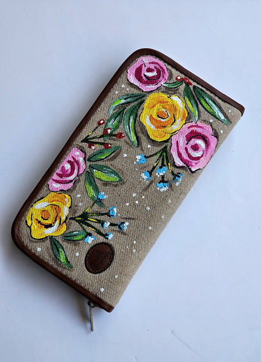 Fabric Wallet X Yellow&Pink Flowers