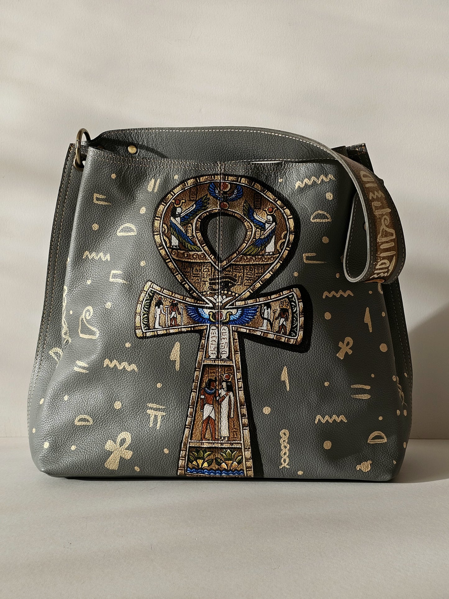 Large Leather Bag X Pharoic Key of Life