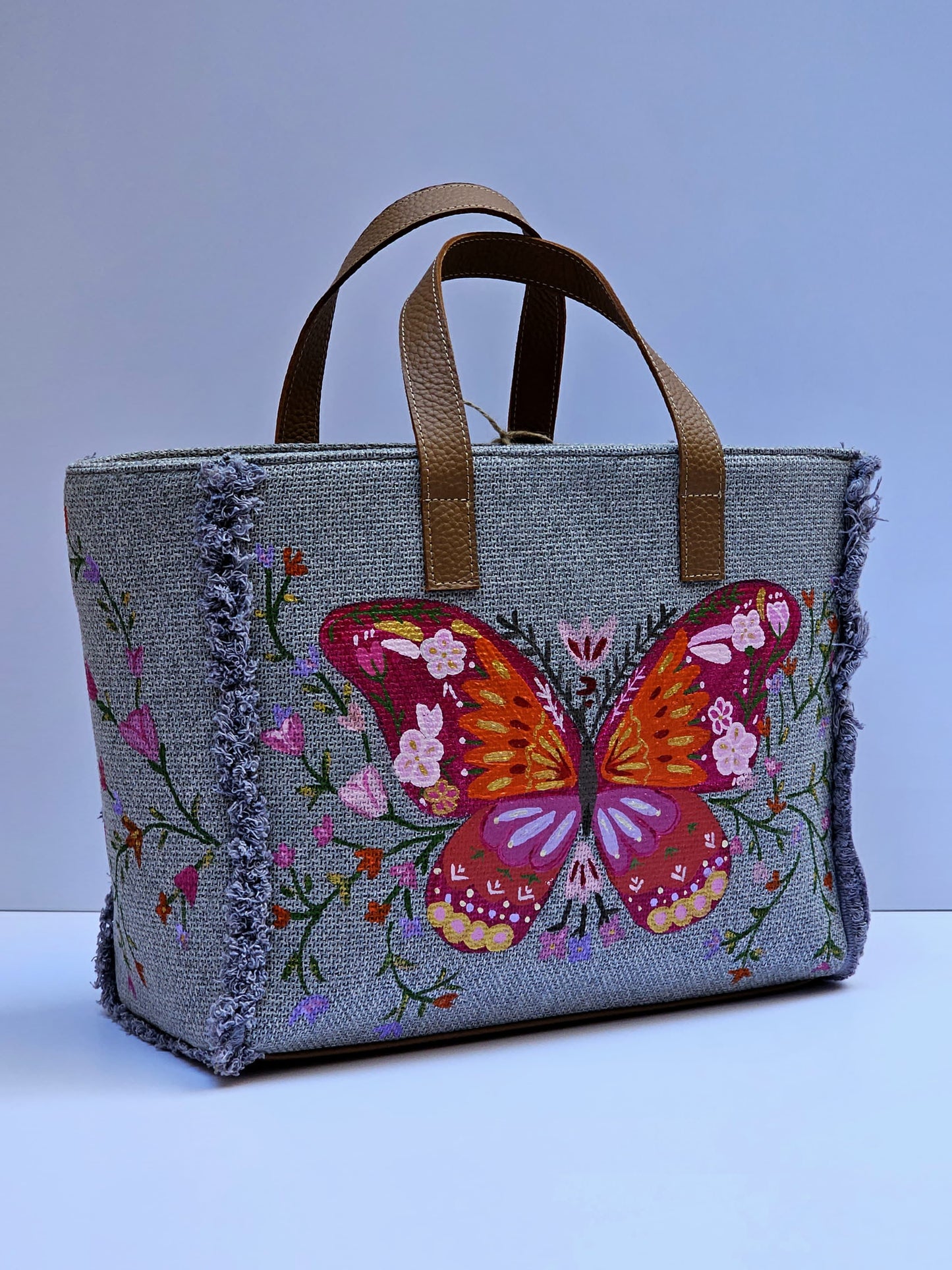 Grey Tote Bag X Butterfly Blossom