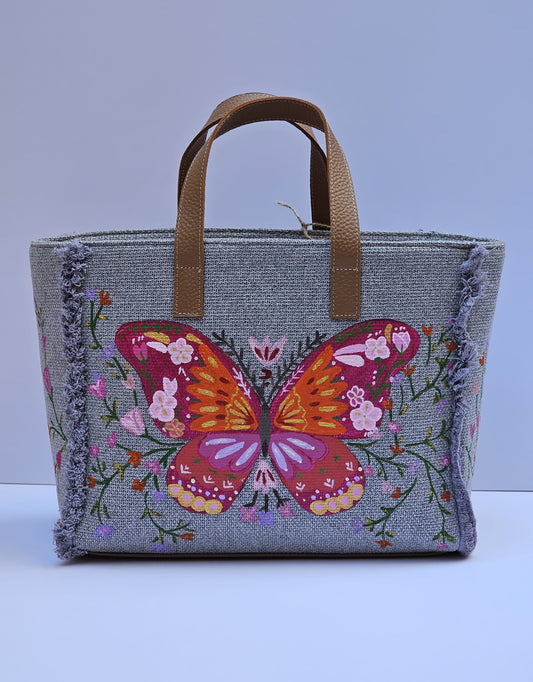 Grey Tote Bag X Butterfly Blossom