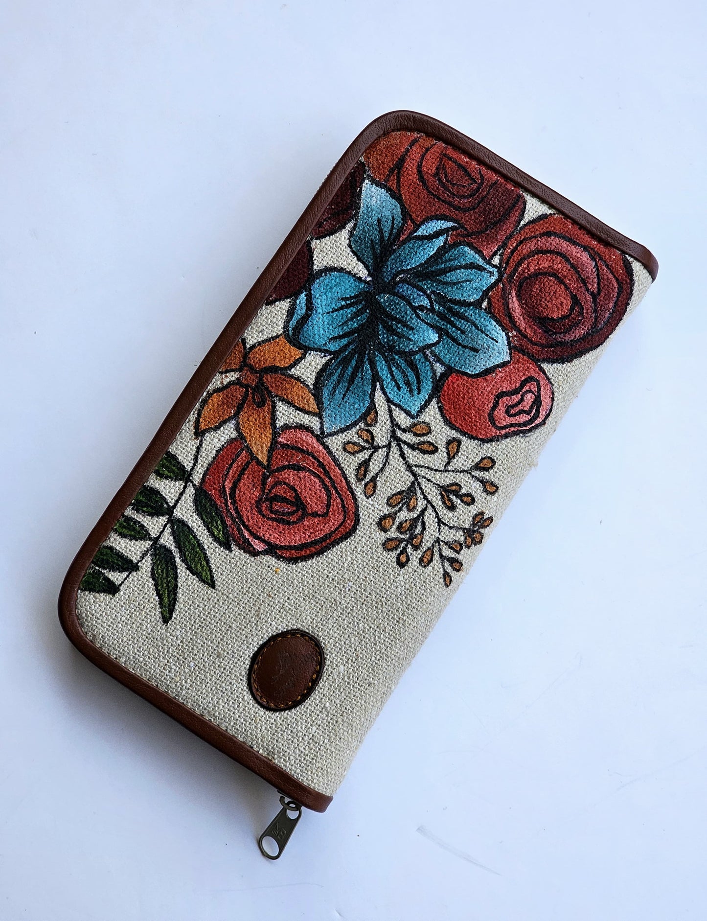 Fabric Wallet X Red&Blue Flowers