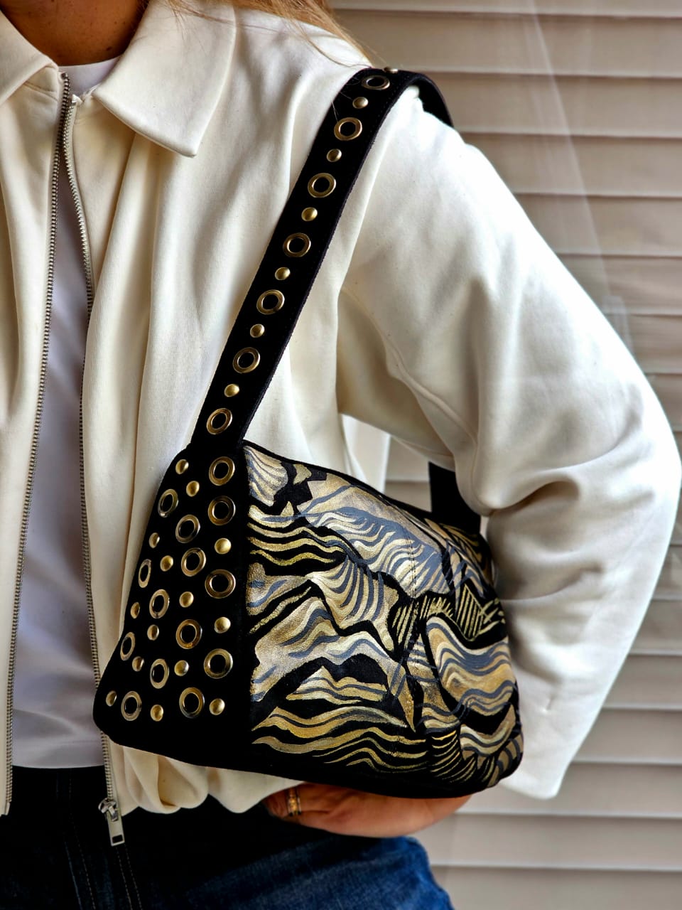 Chamois Studded Shoulder Bags