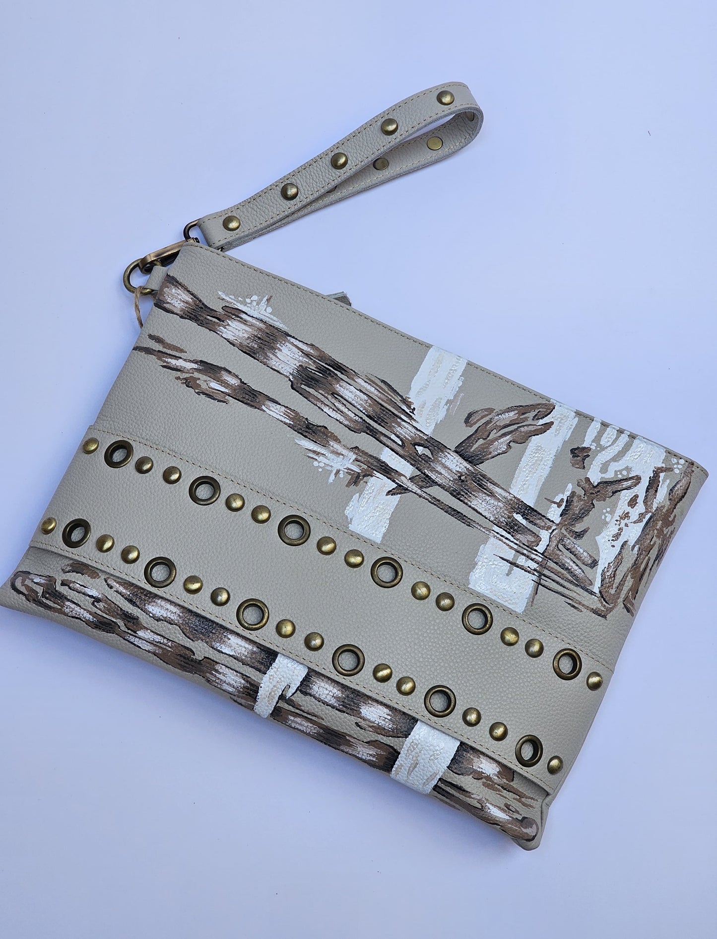 Studs Clutch X Beige Abstract