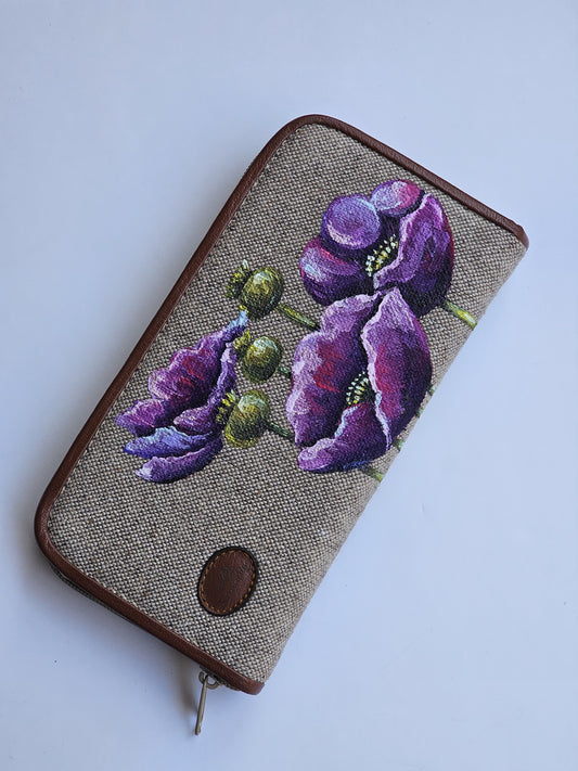 Fabric Wallet X Purple Flowers