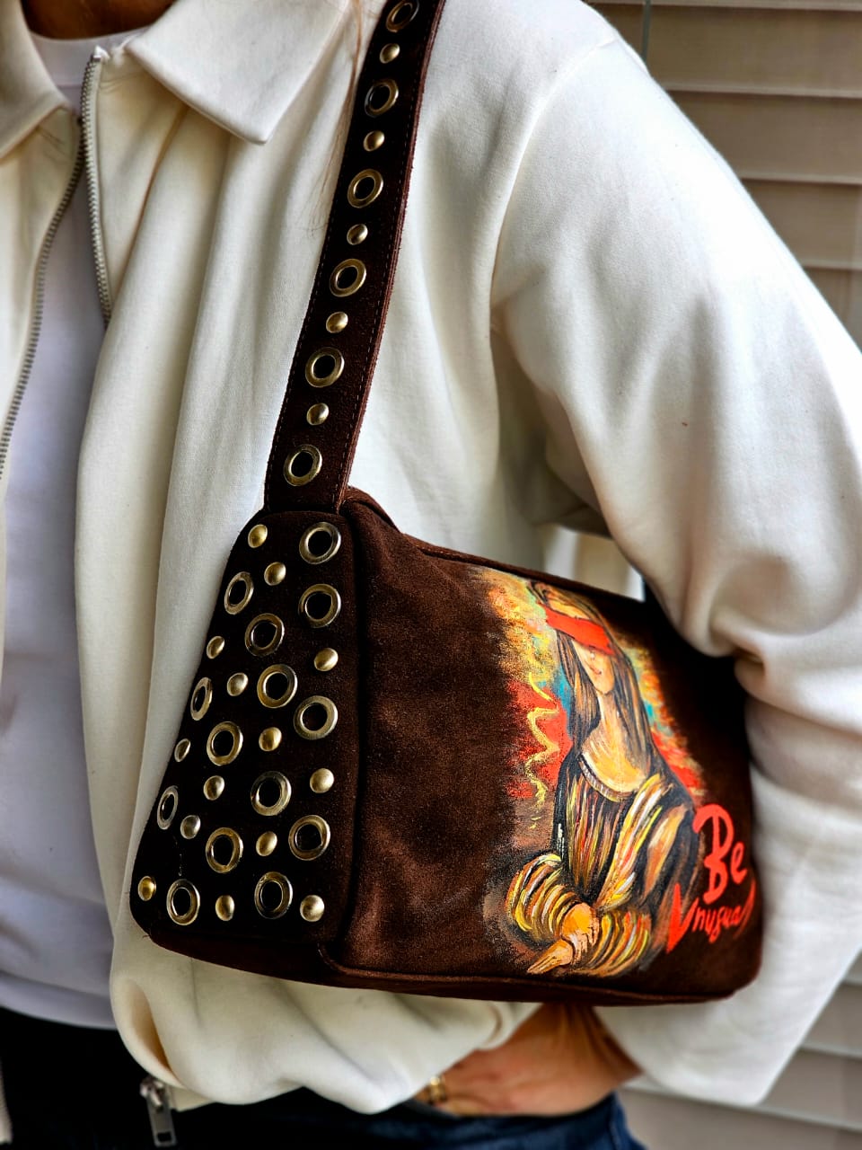 Chamois Studded Shoulder Bags