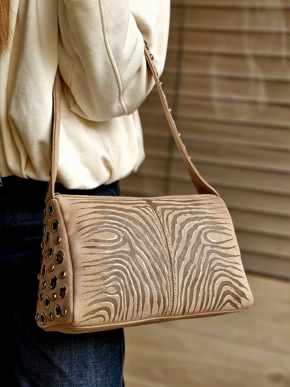 Chamois Studded Shoulder Bags