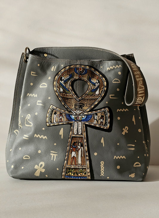 Large Leather Bag X Pharoic Key of Life