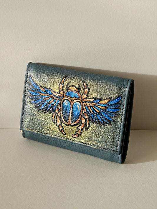 Small Leather Wallet X Royal Beetle