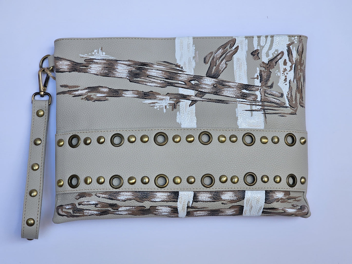 Studs Clutch X Beige Abstract