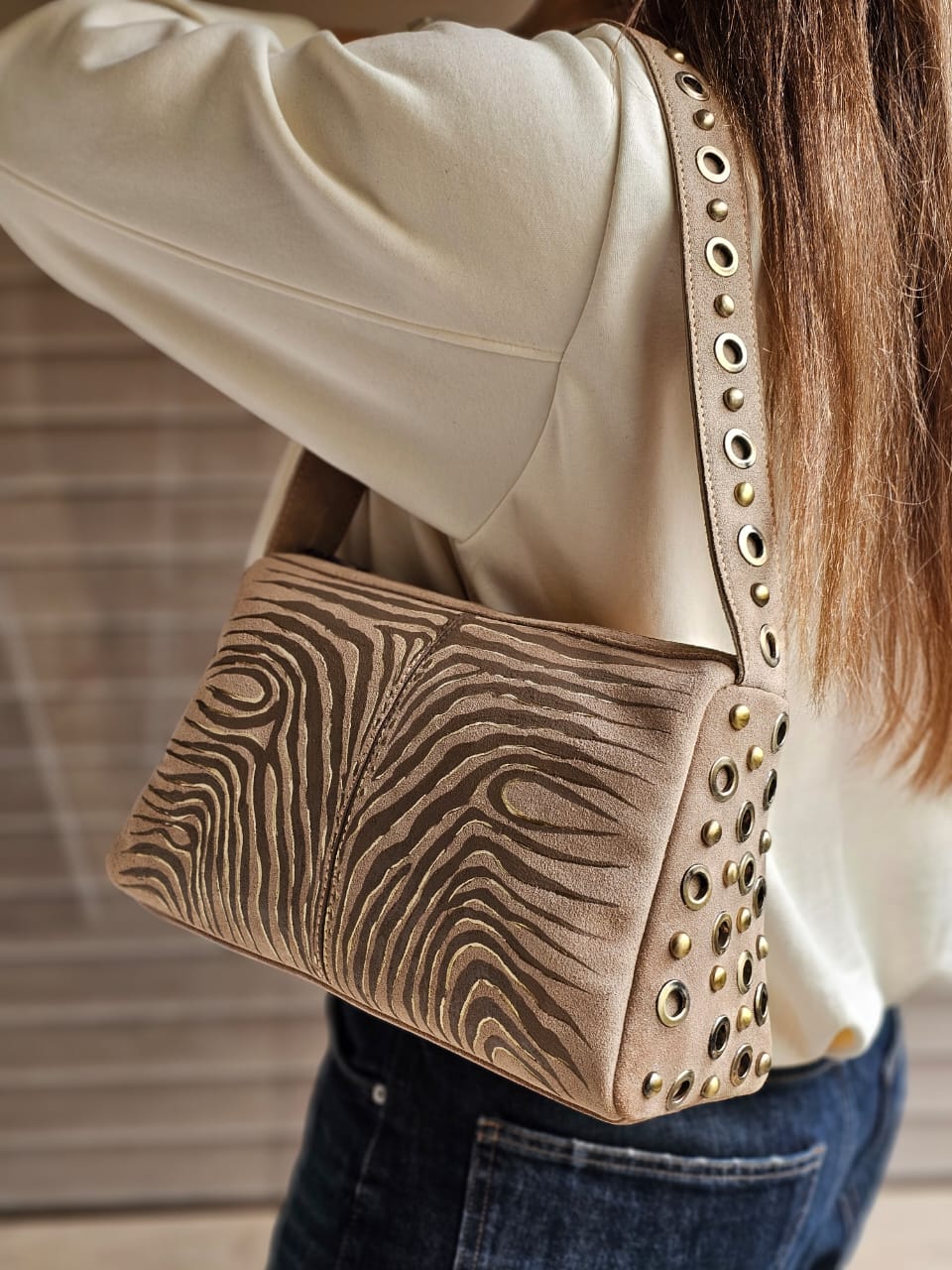 Chamois Studded Shoulder Bags