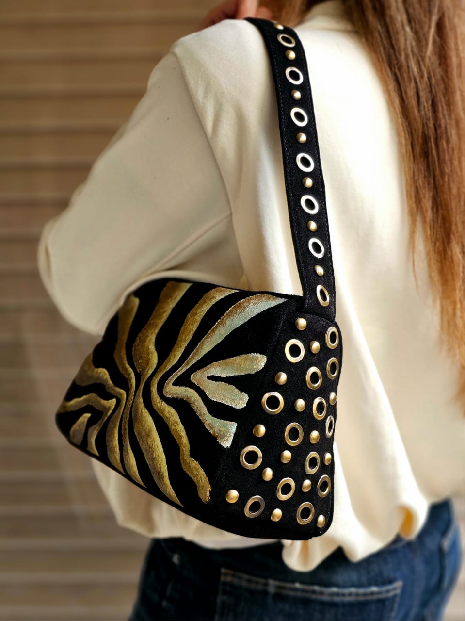 Chamois Studded Shoulder Bags