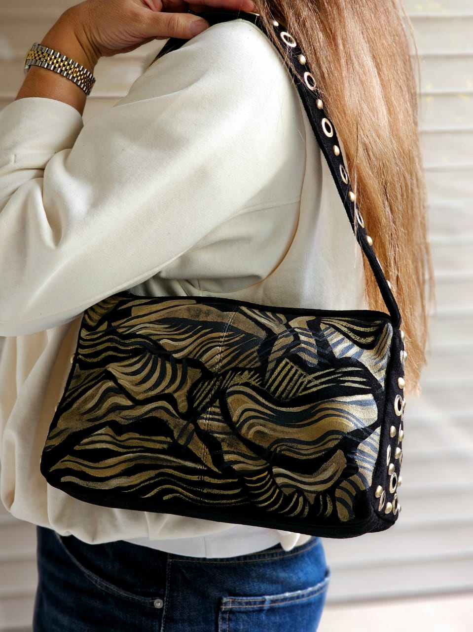 Chamois Studded Shoulder Bags