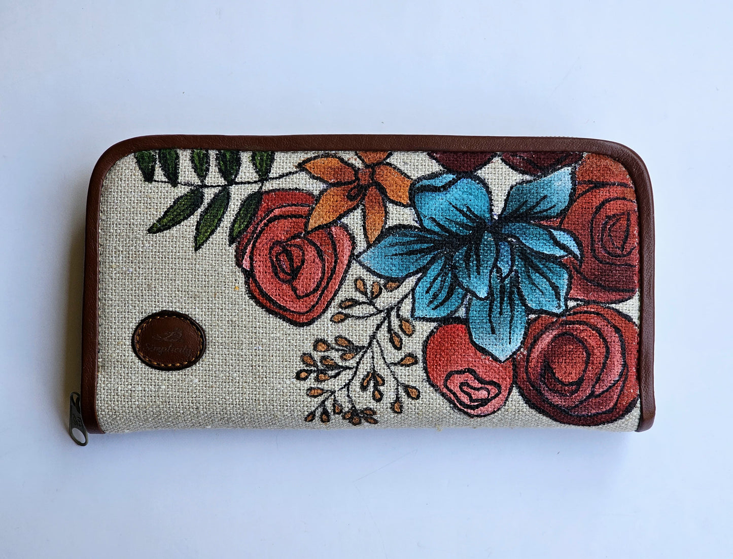 Fabric Wallet X Red&Blue Flowers