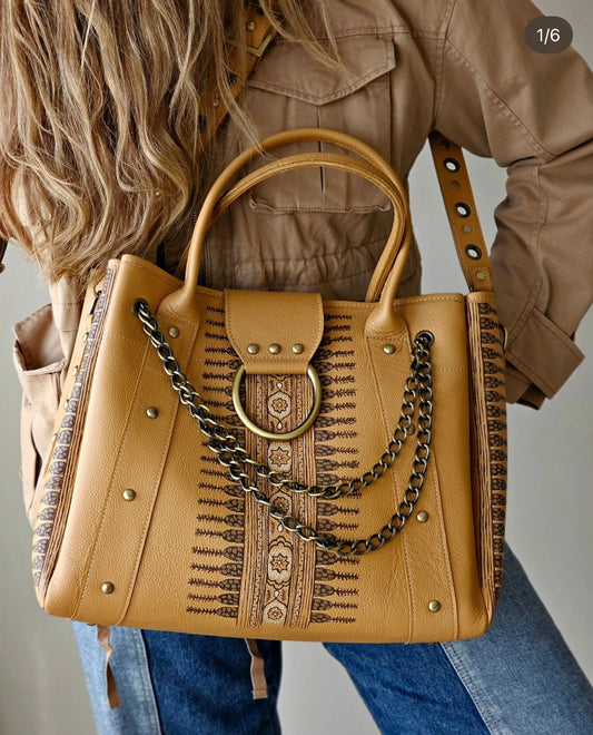 Leather Bag with Ring Havan X Geometric