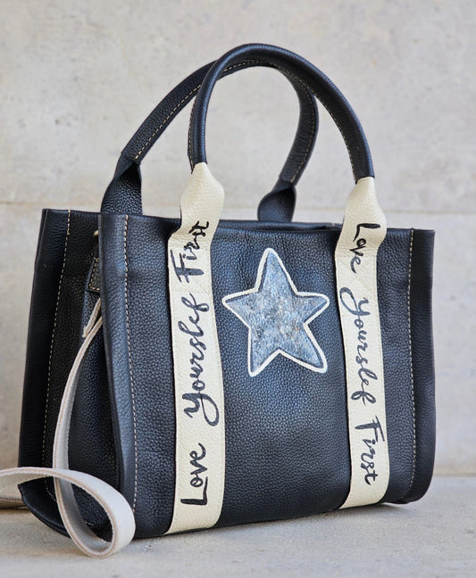 Medium Tote Bag Black X Beige